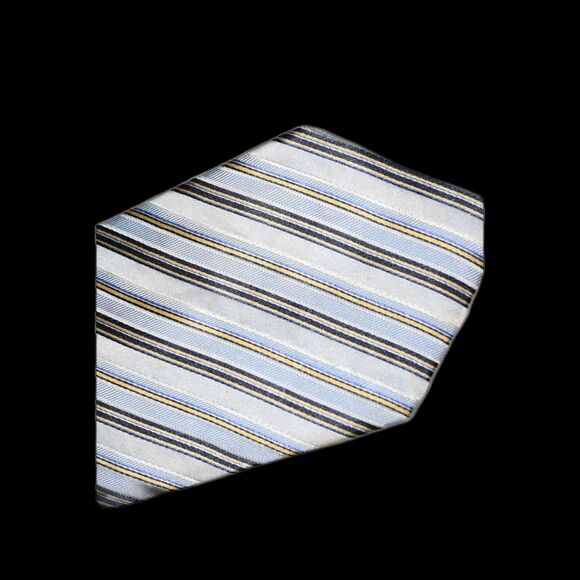 NIP Geoffrey Beene 100% Silk Sophisticated Dapper Blue/Silver Striped Tie - Picture 5 of 5